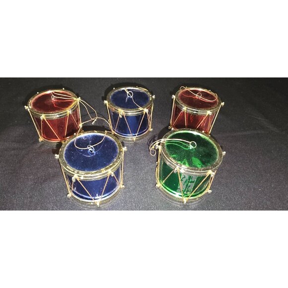 Vintage Christmas Tree Drum Shaped Ornaments Made in Hong Kong - Picture 1 of 8